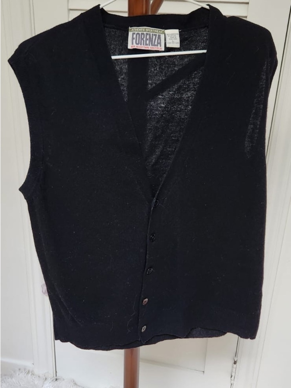 Forenza Black Button-Up V-Neck Sweater Vest
